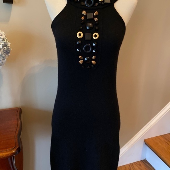 Milly Of  New York Black Cashmere Beaded Cocktail - Picture 7 of 8